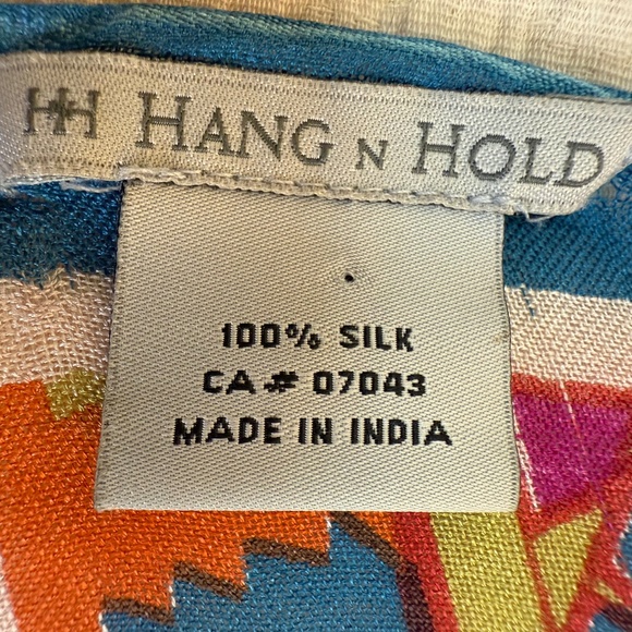 Hang N Hold 100% Silk Scarf – Geometric Mosaic Print - 30" x 70" - Picture 7 of 9